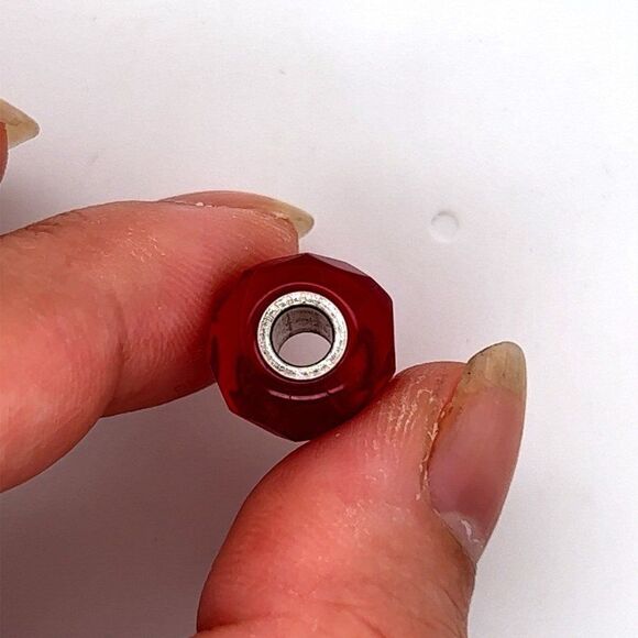 Trollbeads Dark Red Faceted Geometric Bead - Picture 4 of 6